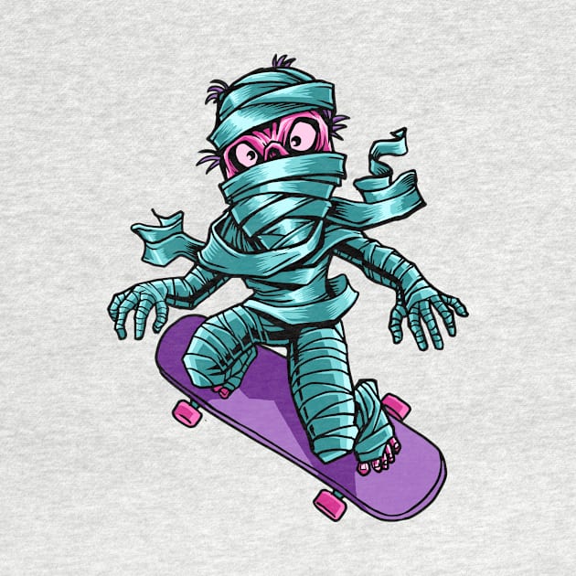 Halloween Skateboarding Mummy by letnothingstopyou